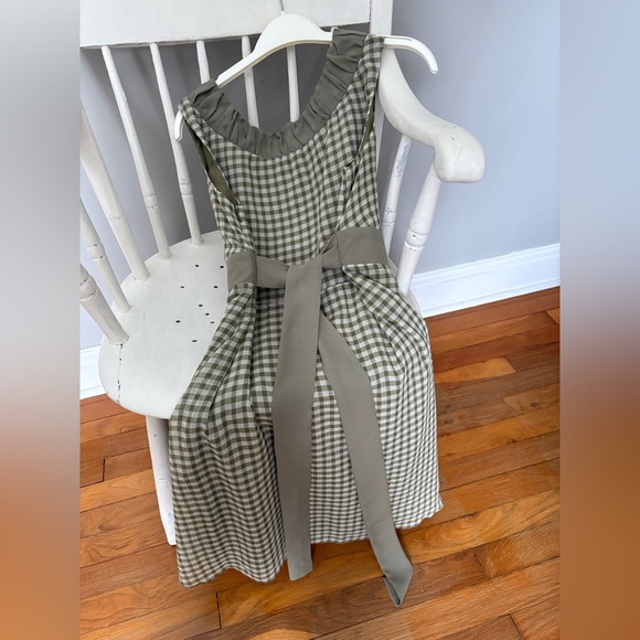 Mac & Jac Green Gingham Cottagecore Dress Ribbon Tie Waist Lined Sundress Sz Med - Picture 8 of 13